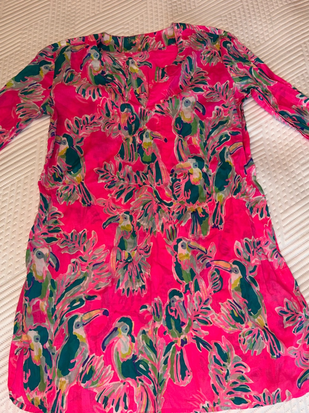 Lilly Pulitzer Hot Pink Tropical-Print Long-Sleeve Tunic